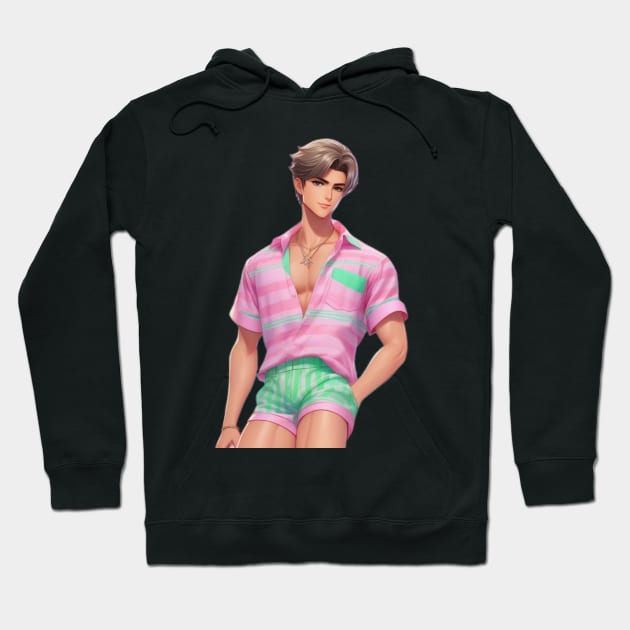 Ken Barbie Doll Pastel Beach Outfit Hoodie by PLANTONE